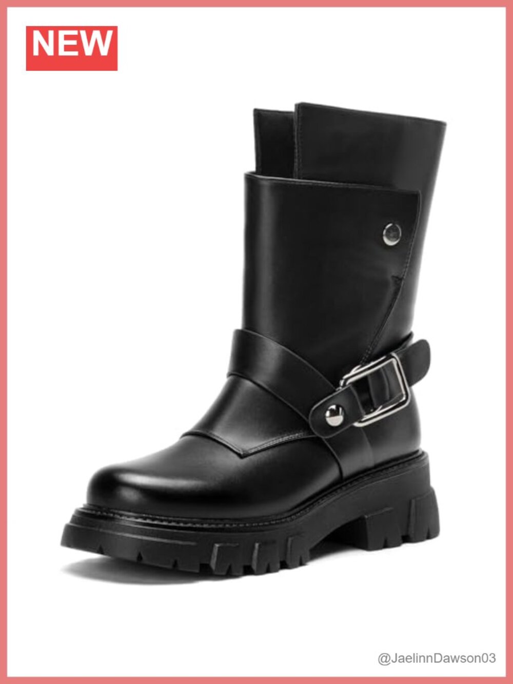 Women's Gothic Motorcycle Ankle Boots Chunky Lug Sole Combat Biker Boots with